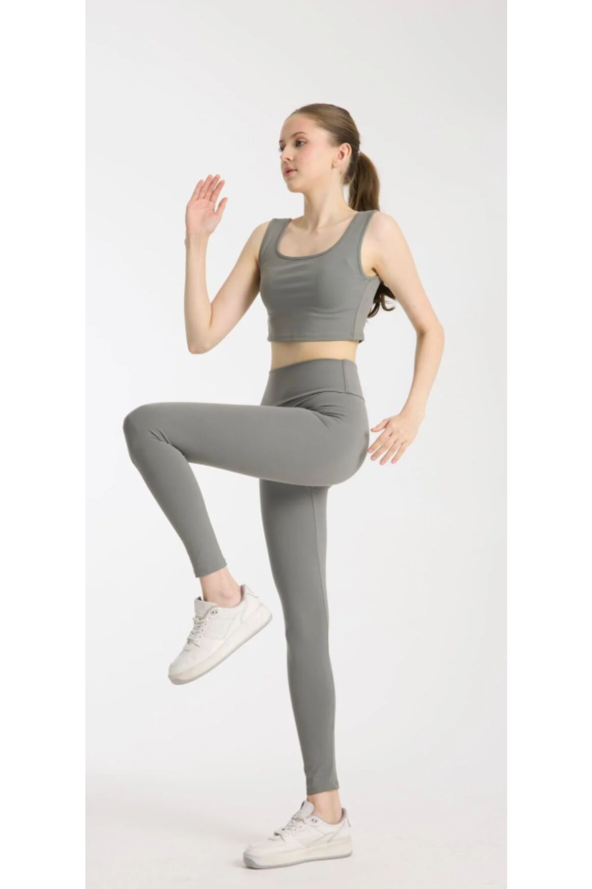 Nayko comfortlux crop takım tayt yüksek bel dar paça bilek hizasında