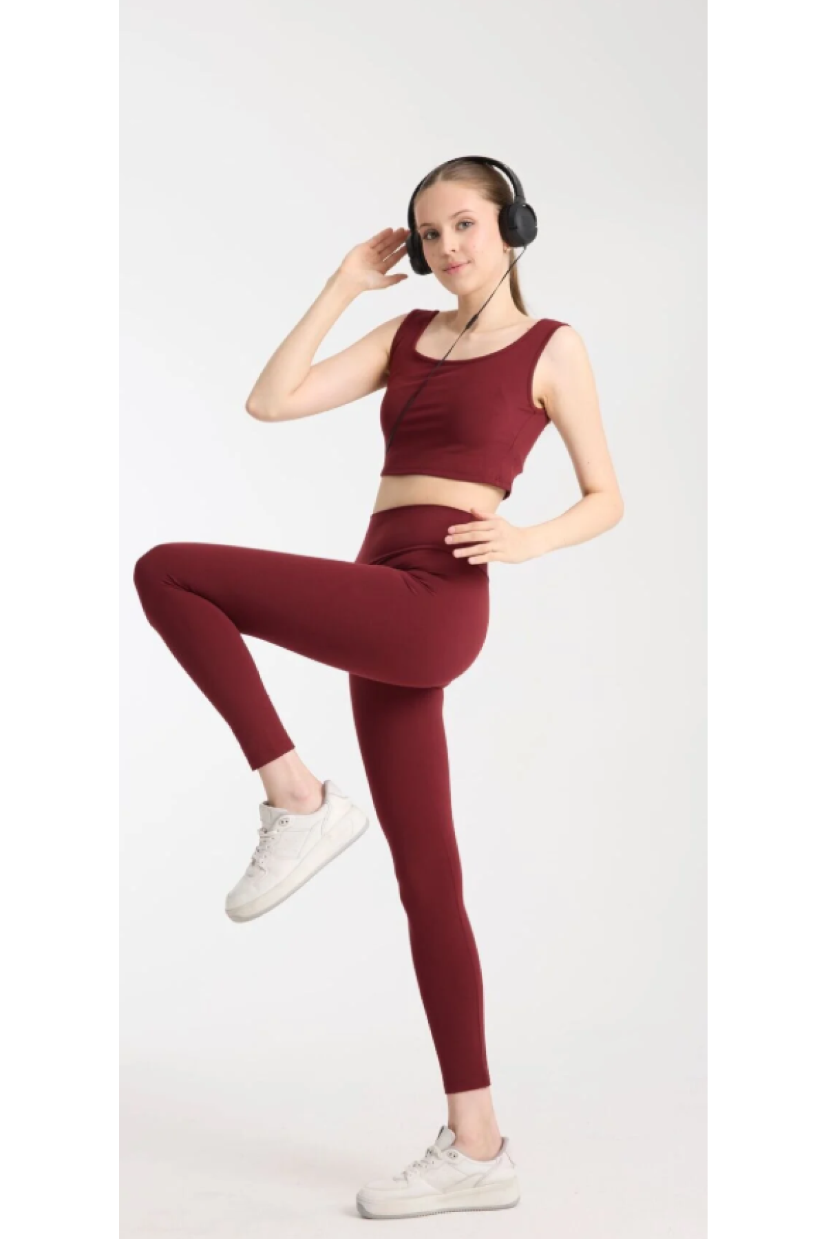 Nayko comfortlux takım crop tayt yüksek bel paça bilek hizasından