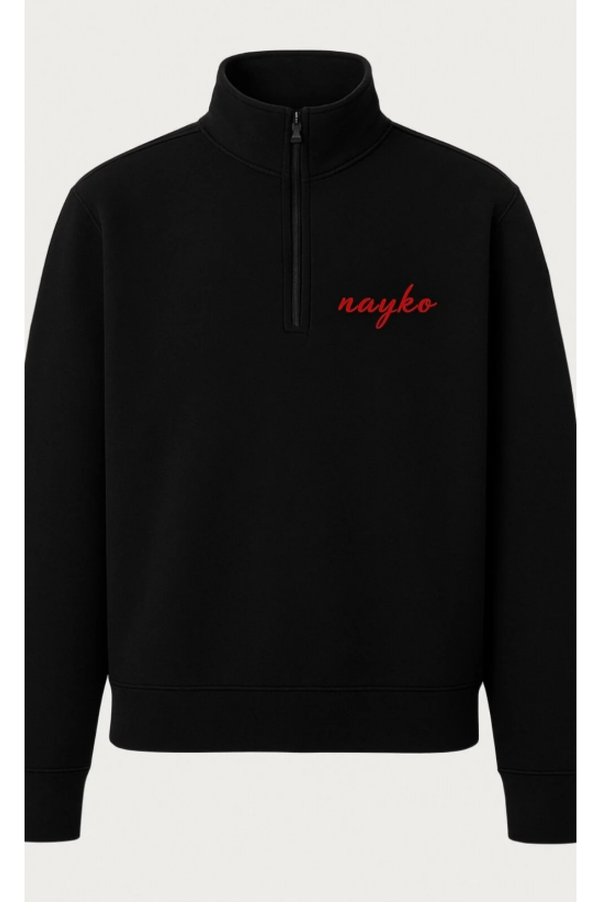 Nayko Unisex dik yaka yarım fermuarlı polar sol göğüs kısmı el yazılı nayko nakışlı 